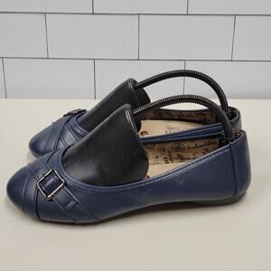 Harborsides Women's Size 9 Navy Blue Ballet Flats Buckle Strap Memory Foam Shoes